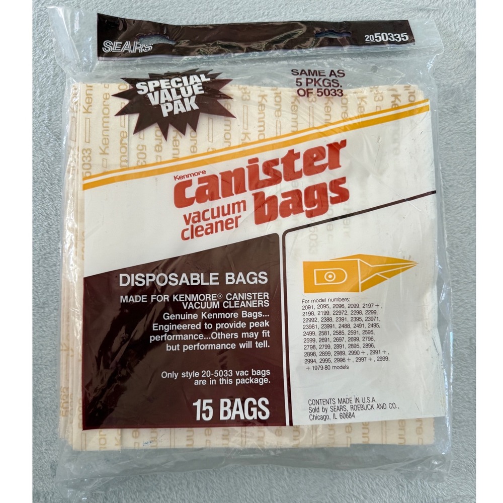 Vintage Kenmore 20-5033 Canister Vacuum Bags 15 Pack Sears‎ NOS USA
